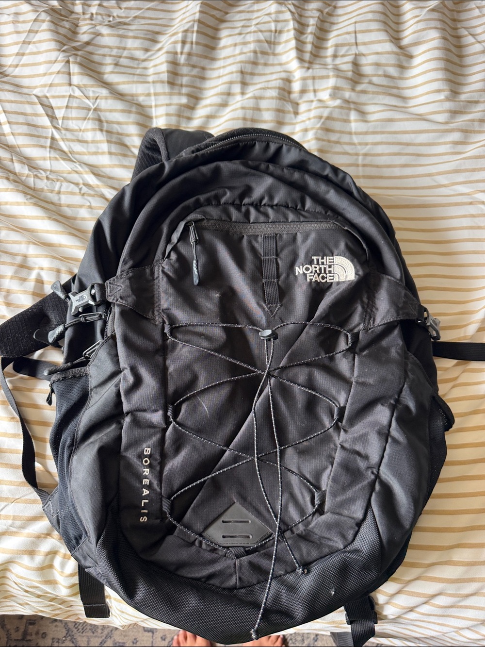 The North Face Black Borealis Backpack with External Bungee